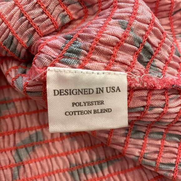 Women’s Pink Tropical Banana Print Smocked Crop Top HT360 Summer Resort wear XL - Picture 4 of 11